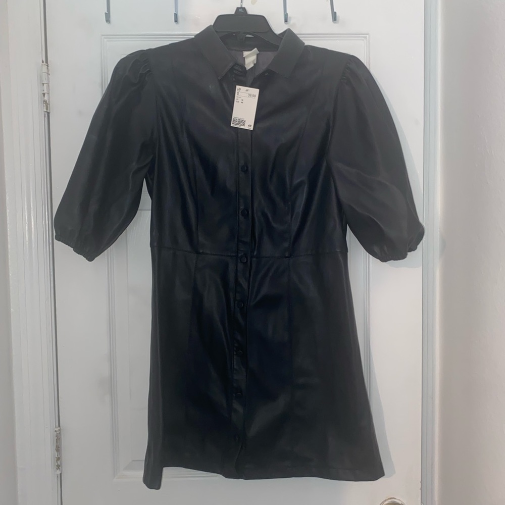 H&M black pleather size 12 dress